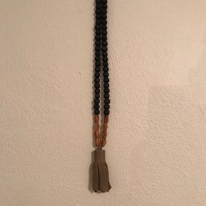 Vintage wood & leather necklace